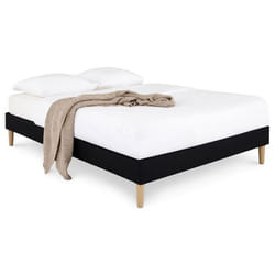 Sommier tapissier BREST 160 x 200 cm structure en bois et revêtement en tissu noir cadre de lit avec pieds