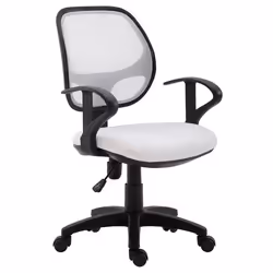 Chaise de bureau COOL fauteuil pivotant et ergonomique avec accoudoirs siège à roulettes et hauteur réglable mesh blanc