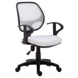 Chaise de bureau COOL fauteuil pivotant et ergonomique avec accoudoirs siège à roulettes et hauteur réglable mesh blanc