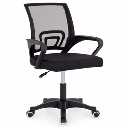 Chaise de bureau PHOENIX Pivotante et réglable en hauteur Tissu mesh Avec accoudoirs Noir