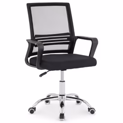 Chaise de bureau VILNIUS Pivotante et réglable en hauteur Tissu mesh Avec accoudoirs Noir