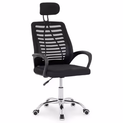 Chaise de bureau SEATTLE Pivotante et réglable en hauteur Tissu mesh Avec accoudoirs et Repose-Tête Noir