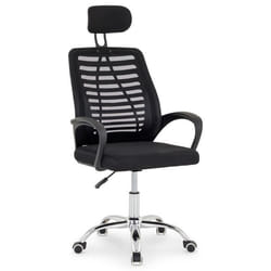 Chaise de bureau SEATTLE Pivotante et réglable en hauteur Tissu mesh Avec accoudoirs et Repose-Tête Noir