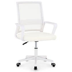Chaise de bureau PERTH Pivotante et réglable en hauteur Tissu mesh Avec accoudoirs Blanc