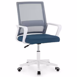 Chaise de bureau PERTH Pivotante et réglable en hauteur Tissu mesh Avec accoudoirs Gris-bleu