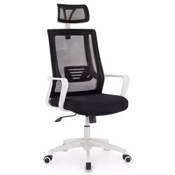 Chaise de bureau AUCKLAND Pivotante et réglable en hauteur Tissu mesh Avec accoudoirs et Repose-Tête Noir