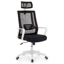 Chaise de bureau AUCKLAND Pivotante et réglable en hauteur Tissu mesh Avec accoudoirs et Repose-Tête Noir