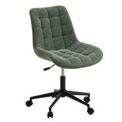 Chaise de bureau VASILO fauteuil en velours côtelé vert sauge avec piétement en métal laqué noir