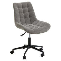 Chaise de bureau VASILO fauteuil en velours côtelé gris avec piétement en métal laqué noir