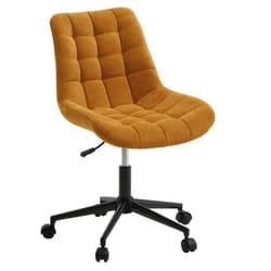 Chaise de bureau VASILO fauteuil en velours côtelé jaune moutarde avec piétement en métal laqué noir