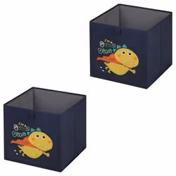 Lot de 2 boites de rangement en tissu bleu DINO cube de rangement pour enfant dim 32 x 32 x 32 cm décor dinosaure super-héros