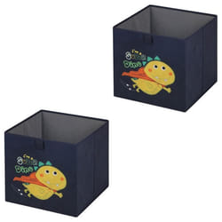 Lot de 2 boites de rangement en tissu bleu DINO cube de rangement pour enfant dim 32 x 32 x 32 cm décor dinosaure super-héros