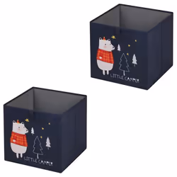 Lot de 2 boites de rangement en tissu bleu BEAR cube de rangement pour enfant dim 32 x 32 x 32 cm décor ours polaire