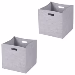 Lot de 2 boites de rangement en feutrine gris FELT cube de rangement pliable ouvert dim 32 x 32 x 32 cm design moderne