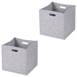 Lot de 2 boites de rangement en feutrine gris FELT cube de rangement pliable ouvert dim 32 x 32 x 32 cm design moderne