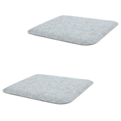 Lot de 2 coussins dassise antidérapants GRACE galettes de chaises en feutre gris de format carré avec picots en caoutchouc noirs
