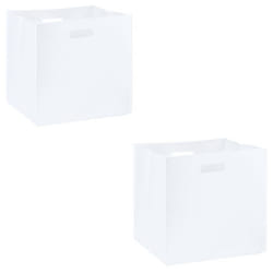 Lot de 2 boites de rangement en feutrine blanc FELT cube de rangement pliable ouvert dim 32 x 32 x 32 cm design moderne