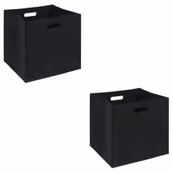 Lot de 2 boites de rangement en feutrine noir FELT cube de rangement pliable ouvert dim 32 x 32 x 32 cm design moderne
