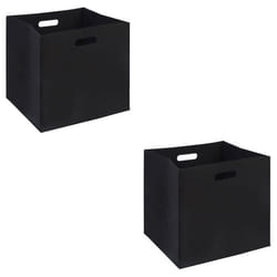 Lot de 2 boites de rangement en feutrine noir FELT cube de rangement pliable ouvert dim 32 x 32 x 32 cm design moderne