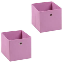 Lot de 2 boites en tissu rose ELA boîte de rangement ouverte avec poignée dim 27 x 27 x 27 cm pour linge jouets vêtements