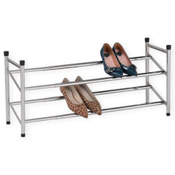 Etagère à chaussures LENNART rangement porte-chaussures modulables en longueur avec 2 niveaux en métal chromé