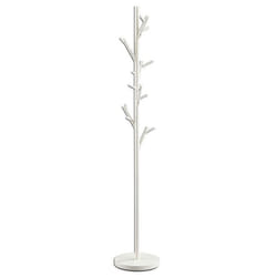Porte-manteaux ZENO portant à vêtements sur pied en forme darbre avec 6 crochets sur différentes hauteurs en métal laqué blanc