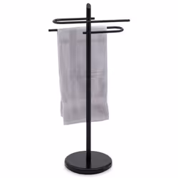 Porte-serviettes MIRO support à serviettes sur pied pour salle de bain en métal laqué noir