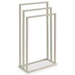 Porte-serviettes sur pied KUNO portant pour vêtements et linge de salle de bain avec 3 niveaux détendage structure en métal beige