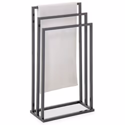 Porte-serviettes sur pied KUNO portant pour vêtements et linge de salle de bain avec 3 niveaux détendage structure en métal g ...
