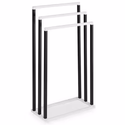 Porte-serviettes sur pied KUNO portant pour vêtements et linge de salle de bain avec 3 niveaux détendage en métal noir et bla ...
