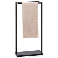 Porte-serviettes LUDO support à serviettes sur pied pour salle de bain en métal laqué noir