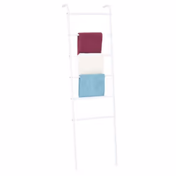 Echelle MORBIO porte-serviette échelle de décoration avec 6 barreaux en métal laqué blanc