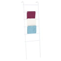 Echelle MORBIO porte-serviette échelle de décoration avec 6 barreaux en métal laqué blanc