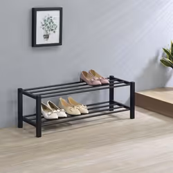 Étagère à chaussures - IDIMEX - NAVAN - 2 tablettes - Métal laqué noir