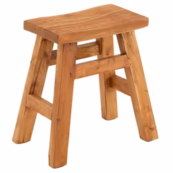 Tabouret VENTOUX petit tabouret rectangulaire de décoration en acajou à la finition naturelle