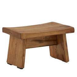 Tabouret bas FLORESTA  H 18 cm en acajou coloris naturel petit tabouret décoratif rectangulaire
