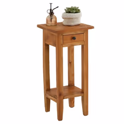 Table dappoint GERBIER H 66 cm en acajou finition naturelle avec 1 tiroir et 1 étagère