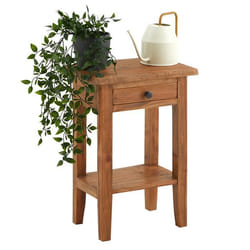 Table dappoint BOSSONS L 51 cm  en acajou coloris naturel petit meuble avec 1 tiroir et 1 étagère