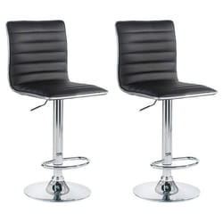 Lot de 2 tabourets de bar ROCA chaise haute droite pour cuisine/comptoir réglable en hauteur et pivotante en synthétique noir