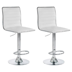Lot de 2 tabourets de bar ROCA chaise haute droite pour cuisine/comptoir réglable en hauteur et pivotante en synthétique blanc