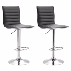 Lot de 2 tabourets de bar ROCA chaise haute droite pour cuisine/comptoir réglable en hauteur et pivotante en synthétique gris
