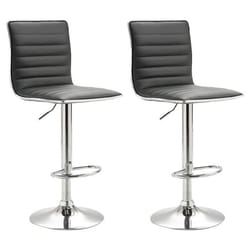 Lot de 2 tabourets de bar ROCA chaise haute droite pour cuisine/comptoir réglable en hauteur et pivotante en synthétique gris