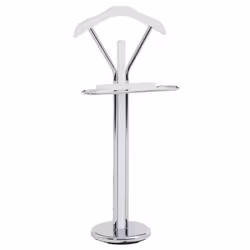 Valet de chambre GREGOR chevalet de nuit portant pour vêtements structure en métal chromé et finition en MDF blanc mat
