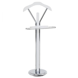 Valet de chambre GREGOR chevalet de nuit portant pour vêtements structure en métal chromé et finition en MDF blanc mat