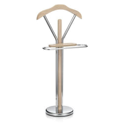 Valet de chambre GREGOR chevalet de nuit portant pour vêtements structure en métal chromé et finition en MDF décor chêne sonoma
