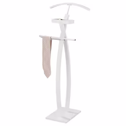Valet de chambre ROBIN valet de nuit porte vêtements structure en bois laqué blanc