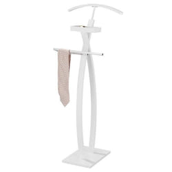 Valet de chambre ROBIN valet de nuit porte vêtements structure en bois laqué blanc