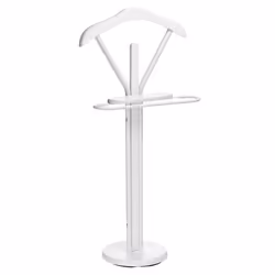 Valet de chambre MATTEO chevalet de nuit portant pour vêtements structure en métal et en bois laqué couleur blanc