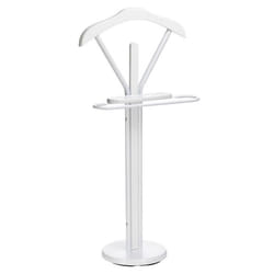Valet de chambre MATTEO chevalet de nuit portant pour vêtements structure en métal et en bois laqué couleur blanc