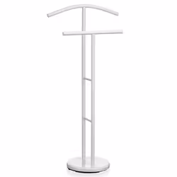 Valet de chambre LAURENZ valet de nuit porte vêtements support veste en métal laqué blanc